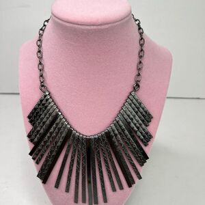 Necklace Bid Style Charcoal Grey Jewelry #567